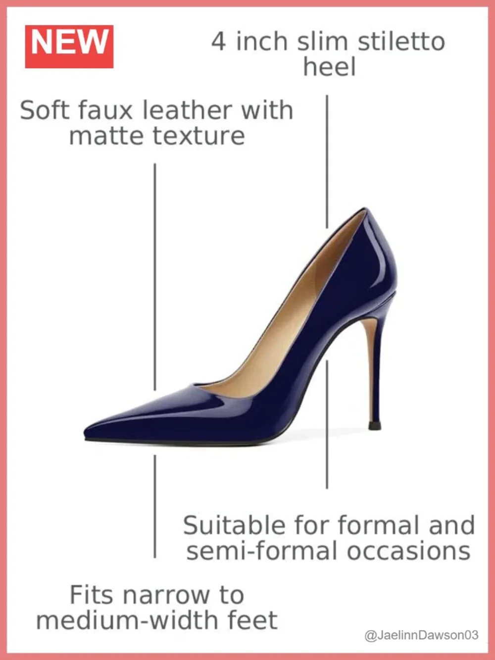 Women's Pointed Toe Stiletto Heels - Faux Leather Slip On Pumps 4 Inch High